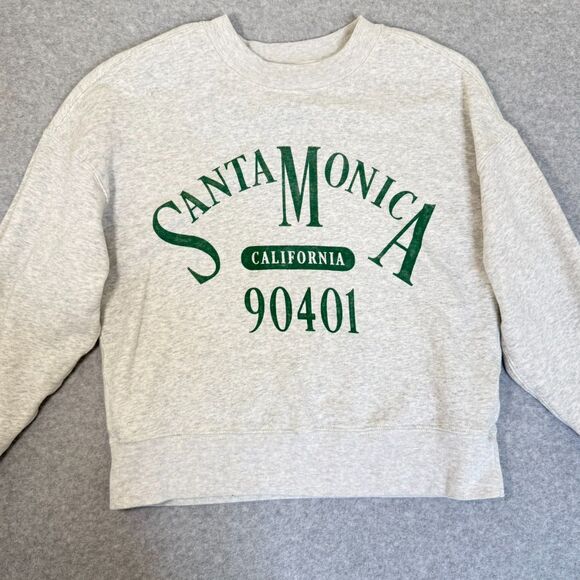 Abercrombie & Fitch Crewneck Sweatshirt Santa Monica Preppy Gray Size S - Picture 1 of 8